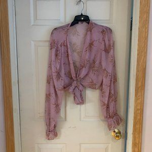 Shein Curve Long Sleeve Pink Wrap Around Top 3x